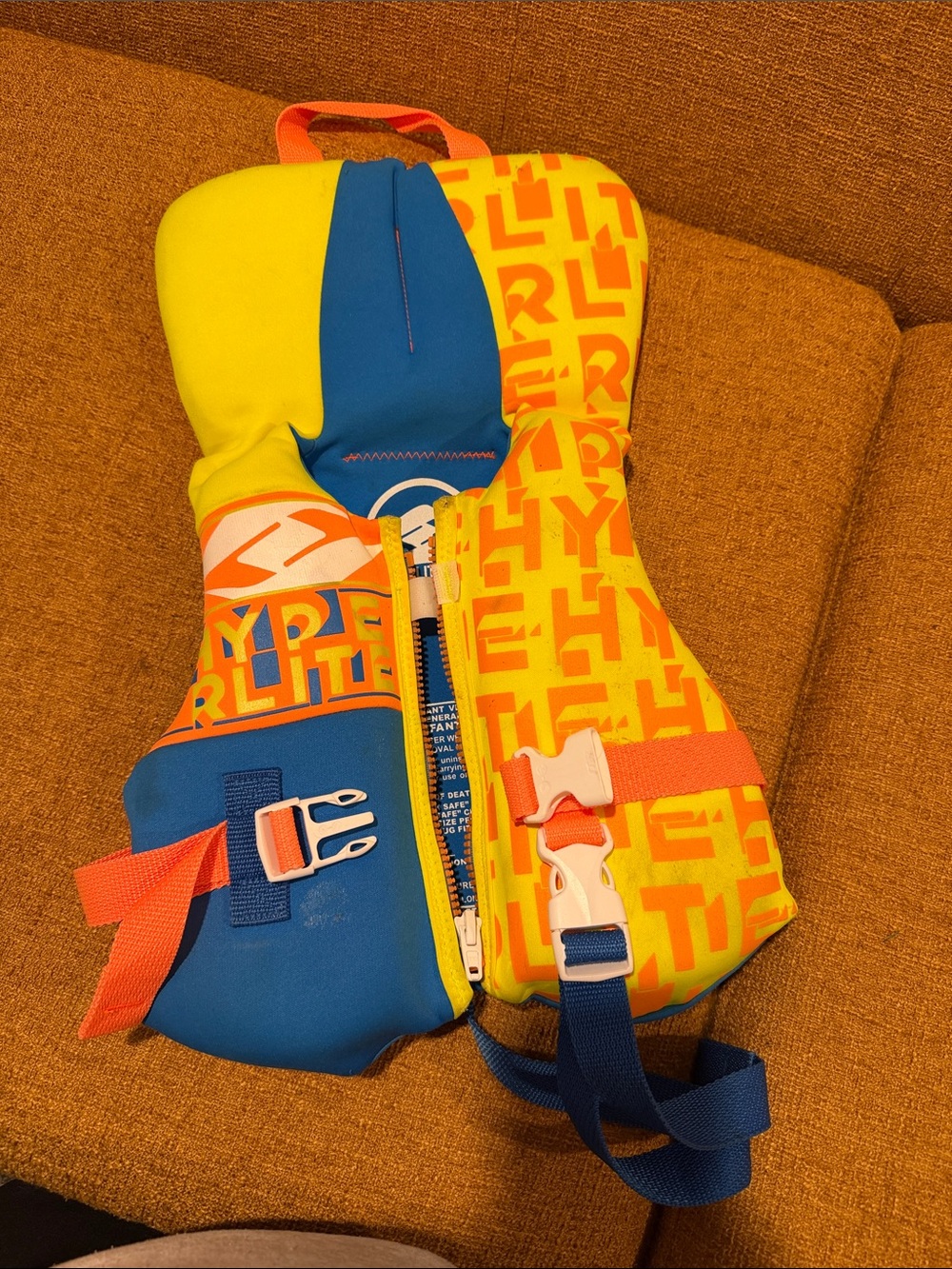 Infant Hyperlite Swim Bib Life Vest in Yellow, Blue & Orange